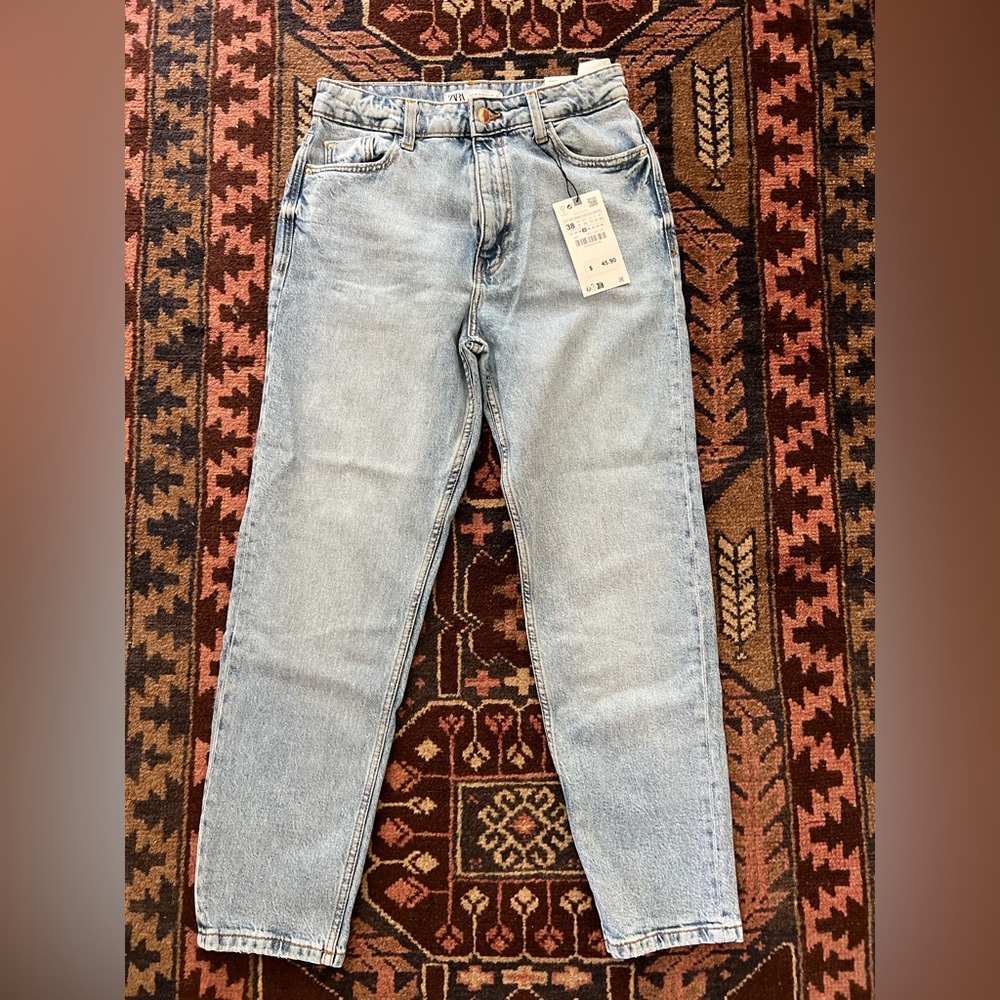 Zara mom fit high rise slim leg ankle jeans